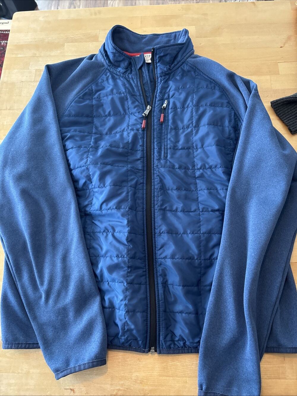 Orvis Jacket Mens XL Ocean Blue Mixed Media Quilted Full Zip
